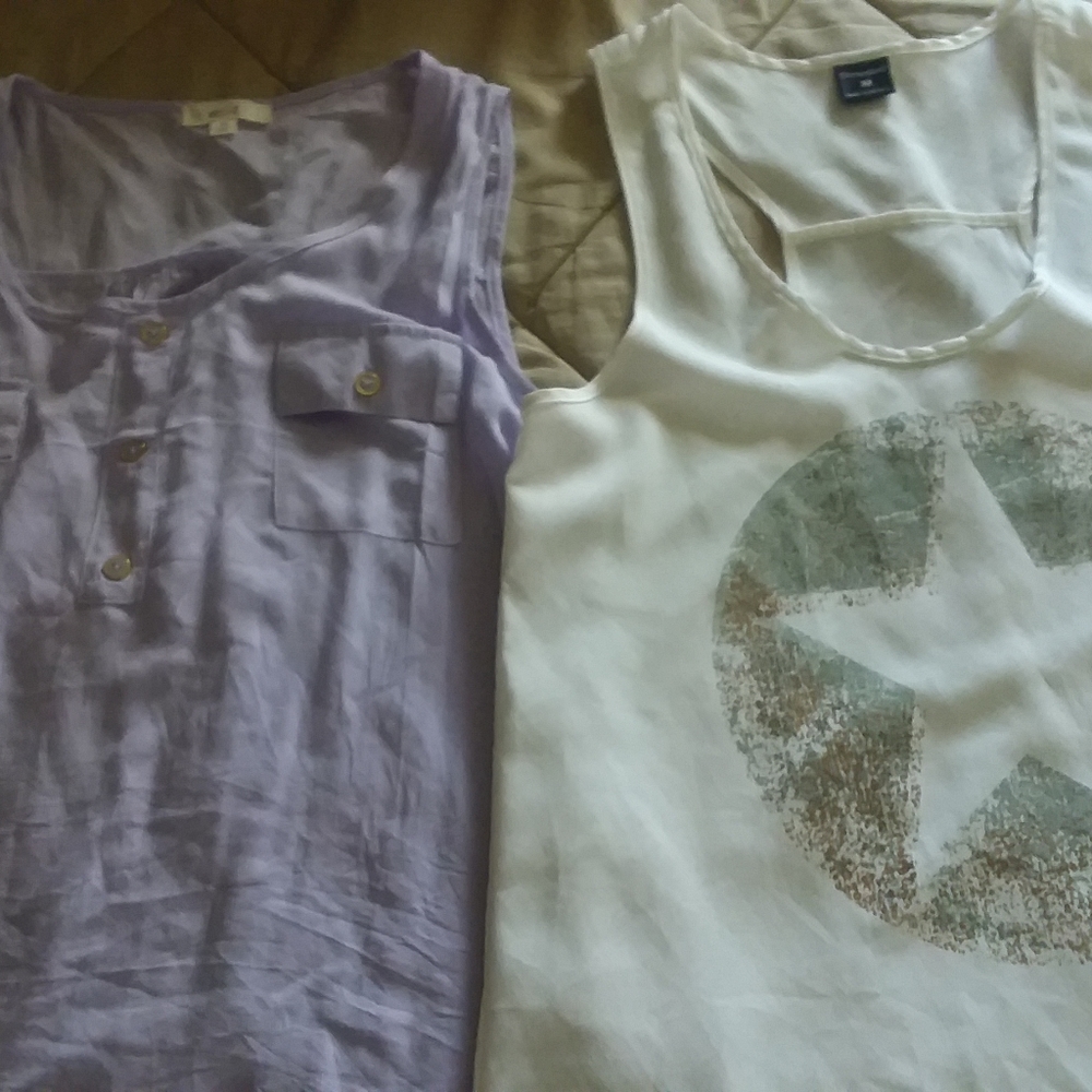 2 Blouses Purple &White